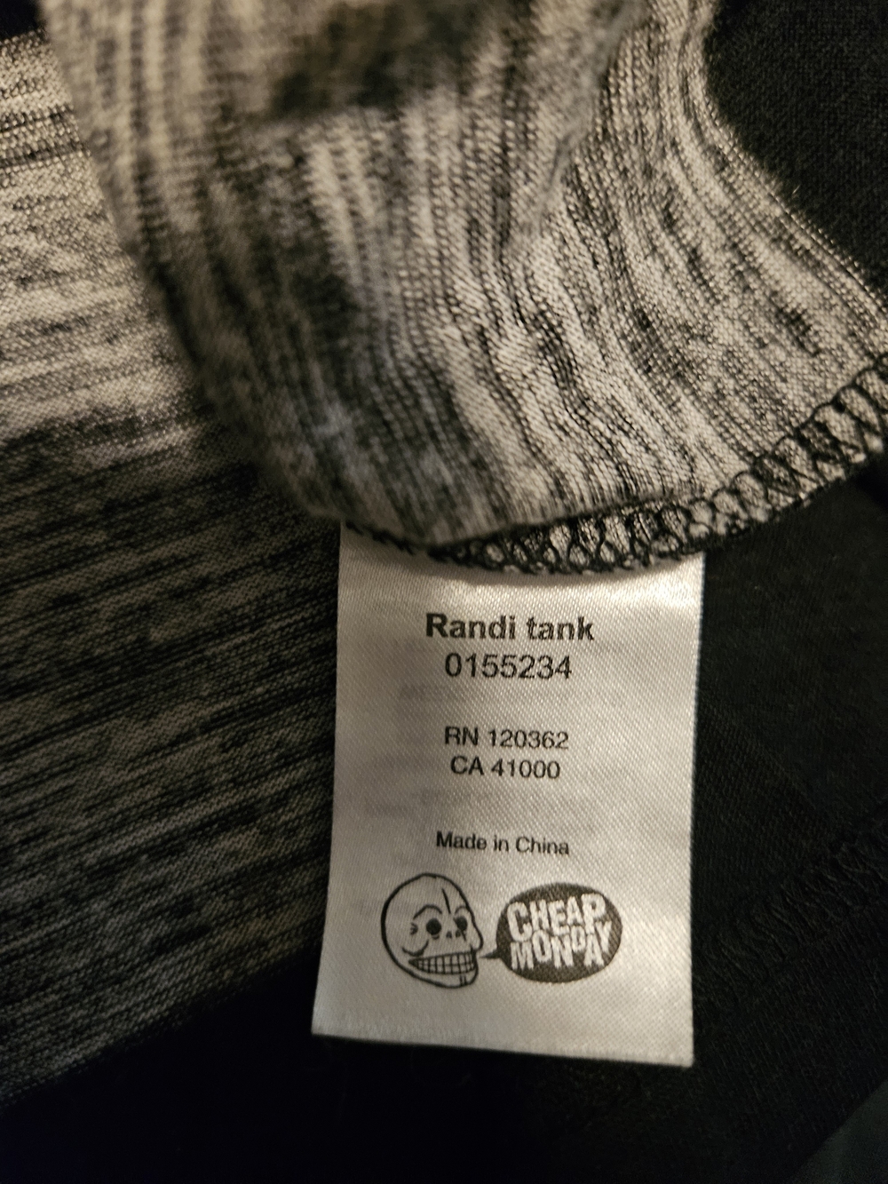 Cheap Monday Randi Tank Black & Grey Racerback – Size S - Picture 4 of 8
